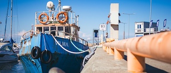 anchored boat